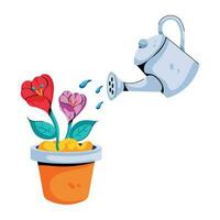 Trendy Watering Flowers vector