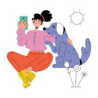 Trendy Pet Selfie vector