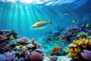 Sea Underwater Colorful Background. photo