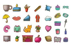 Whimsical Vector Hand Draw Doodle Icon Set