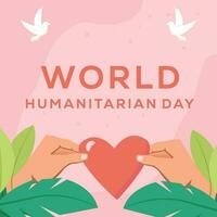 flat design world humanitarian day with hands holding love shape vector