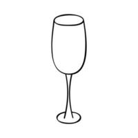 mano dibujado champán vaso ilustración. vino bebida clipart en garabatear estilo. soltero elemento para diseño vector
