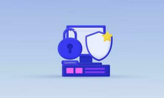 vector shield security personal computer 3d illustration icon symbols isolated on background