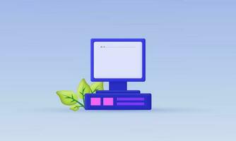 vector illustration retro personal computer 3d icon symbols isolated on background