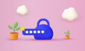 illustration creative pin code password protection 3d vector icon symbols isolated on background