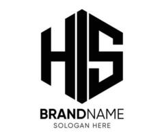 H I S monogram letter logo design vector template