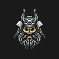 Vector Samurai Head Skull Design Template