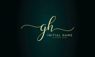 Gh initial handwriting signature logo design vector