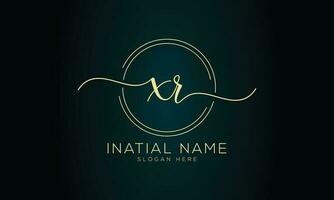 Xr initial handwriting signature logo design vector