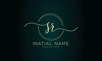 Sr initial handwriting signature logo design vector