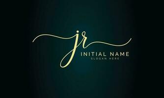 Jr initial handwriting signature logo design vector