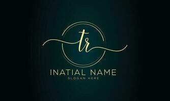 Tr initial handwriting signature logo design vector