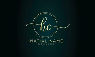 Hc initial handwriting signature logo design vector