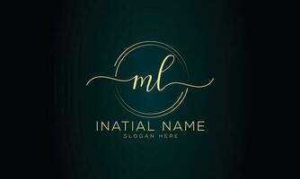 Ml initial handwriting signature logo design vector