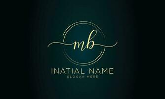 Mb initial handwriting signature logo design vector