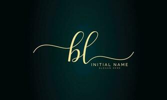 Bl initial handwriting signature logo design vector