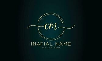 Cm initial handwriting signature logo design vector