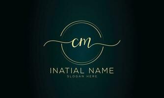 Cm initial handwriting signature logo design vector