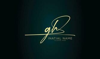 Gh initial handwriting signature logo design vector