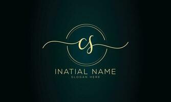 Cs initial handwriting signature logo design vector