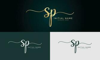 sp inicial escritura firma logo diseño vector