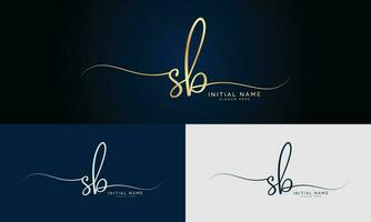 sb inicial escritura firma logo diseño vector