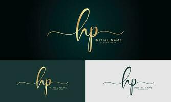 hp inicial escritura firma logo diseño vector