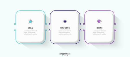 plantilla de diseño de etiquetas infográficas vectoriales con iconos y 3 opciones o pasos. se puede utilizar para diagramas de proceso, presentaciones, diseño de flujo de trabajo, banner, diagrama de flujo, gráfico de información. vector