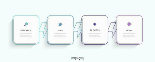 plantilla de diseño de etiquetas infográficas vectoriales con iconos y 4 opciones o pasos. se puede utilizar para diagramas de proceso, presentaciones, diseño de flujo de trabajo, banner, diagrama de flujo, gráfico de información. vector