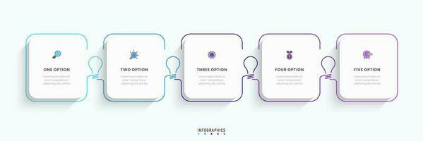 plantilla de diseño de etiquetas infográficas vectoriales con iconos y 5 opciones o pasos. se puede utilizar para diagramas de proceso, presentaciones, diseño de flujo de trabajo, banner, diagrama de flujo, gráfico de información. vector