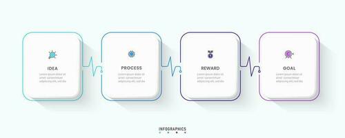 plantilla de diseño de etiquetas infográficas vectoriales con iconos y 4 opciones o pasos. se puede utilizar para diagramas de proceso, presentaciones, diseño de flujo de trabajo, banner, diagrama de flujo, gráfico de información. vector