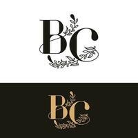 handdrawn wedding monogram BC logo vector