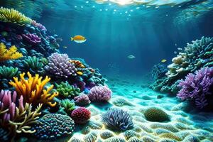Sea Underwater Colorful Background. photo