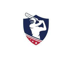 Creative cricket player silhouette logo design symbol flat vector icon concept.
