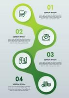 infografía modelo para presentaciones y caracteristicas datos visualización incluye un proceso gráfico con diagramas, pasos, opciones el concepto para márketing mediante ilustraciones para conducir a éxito. vector