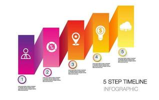 infografía modelo 5 5 paso para negocio dirección vector