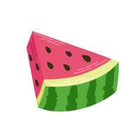 Slice of juicy watermelon with green peel. Watermelon vector illustration isolated on white background.