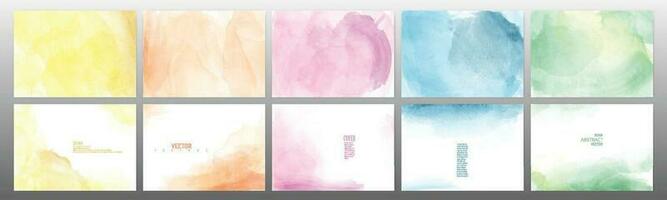 Set of pastel color watercolor background vector