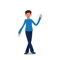 boy waving hand premium vector illustration