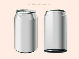 Silver 3d illustration aluminium can mock up on light pink background vector