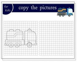 Copy a picture, an educational game for children, a cartoon car, a cabriolet. Vector illustration on a white background