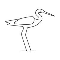 Heron bird single line drawing with bird line art vector design