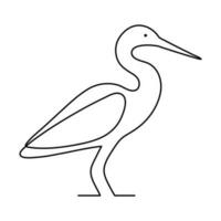 Heron bird single line drawing with bird line art vector design
