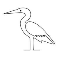 Heron bird single line drawing with bird line art vector design