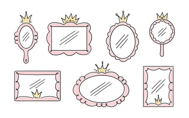 Princess crown mirror frame. Hand drawn