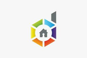 Initial Letter D Hexagon Colorful Home Secure Logo vector