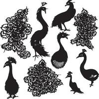 Peacock silhouette set in white background vector