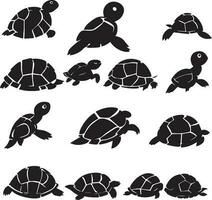 Turtle silhouette set in white background vector