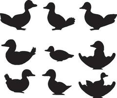 Duck silhouette set vector