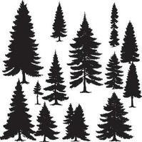 Pine tree silhouette set in white background vector